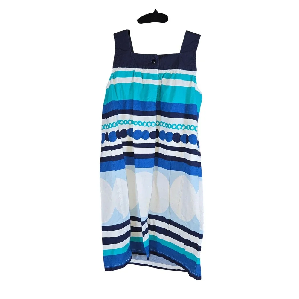 Gymboree Girls Size 7 Dress Blue‎ White Striped Sleeveless Bow Summer Casual